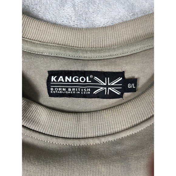 Y2K KANGOL Pullover Sweatshirt Embroidered Logo Beige Mens Large - Picture 3 of 6